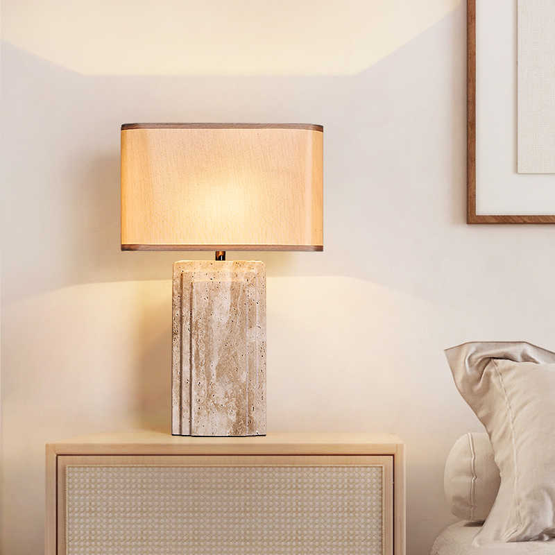 Modern Bedroom Travertine Table Lamp