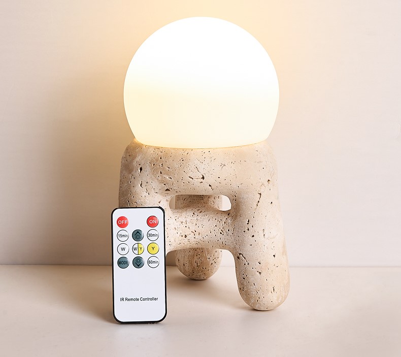 Modern Bedroom Travertine Table Lamp