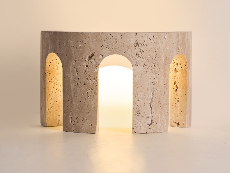 Modern Bedroom Travertine Table Lamp