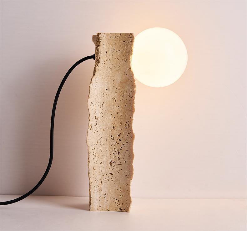 Modern Bedroom Travertine Table Lamp
