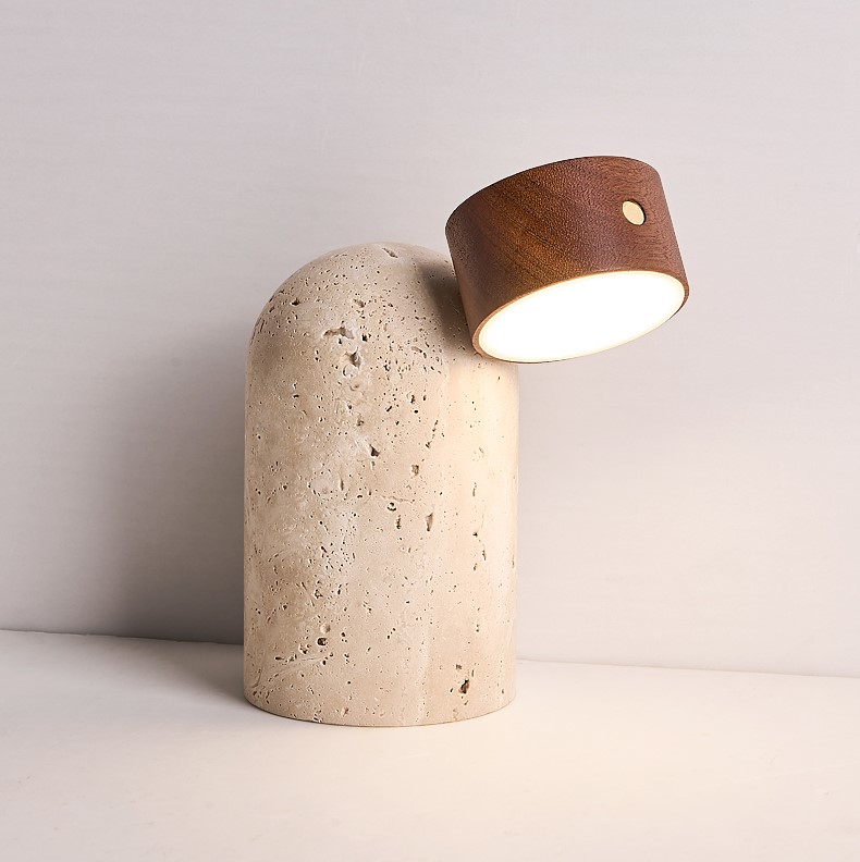 Modern Bedroom Travertine Table Lamp